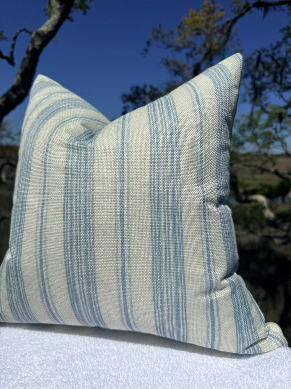 Set of 2 Blue Stripe Decorative Throw Pillow - Classic Coastal Style